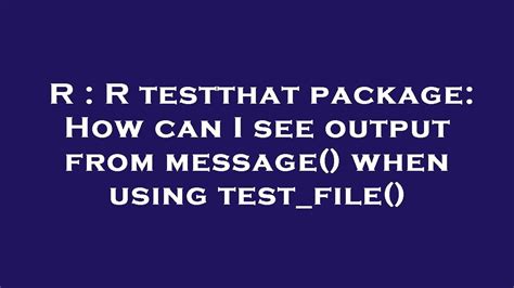 test package r|testthat for r.